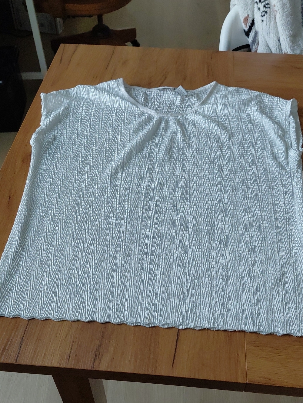 Kim Rogers Cream Textured Short Sleeve Top